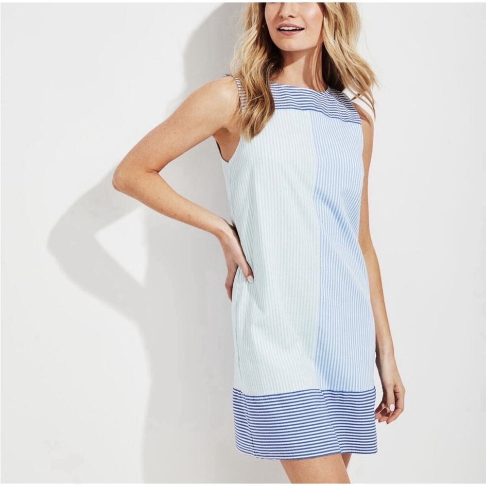 Vineyard Vines Seersucker Colorblock Tie Back Shift Dress - 146th Kentucky Derby - Picture 11 of 16